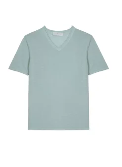Maison Montagut T-Shirts>T-Shirt Col V En Lin Flamme - Reuben