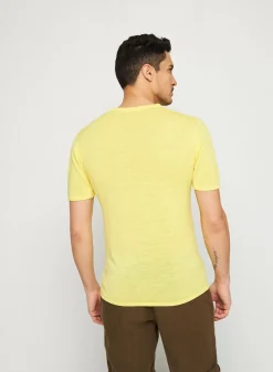 Maison Montagut T-Shirts>T-Shirt Col V En Lin Flamme - Reuben