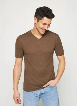 Maison Montagut T-Shirts>T-Shirt Col V En Lin Flamme - Reuben