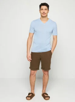 Maison Montagut T-Shirts>T-Shirt Col V En Lin Flamme - Reuben