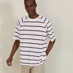 Maison Montagut T-Shirts>T-Shirt En Coton A Rayures - Patrick
