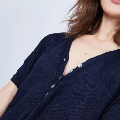 Maison Montagut T-Shirts>T-Shirt En Lin Col V Boutonne - Maati