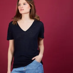 Maison Montagut T-Shirts>T-Shirt En Lin Flamme - Balkan