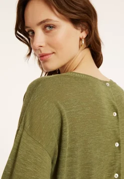 Maison Montagut T-Shirts>T-Shirt En Lin Flamme Boutonne Dos - Polly