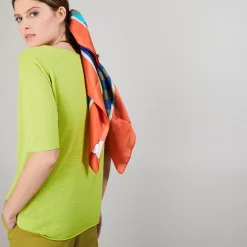 Maison Montagut T-Shirts>T-Shirt En Lin Flamme Manches Coudes - Bonbon