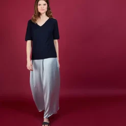 Maison Montagut T-Shirts>T-Shirt En Lin Flamme Manches Coudes - Bonbon