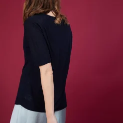 Maison Montagut T-Shirts>T-Shirt En Lin Flamme Manches Coudes - Bonbon