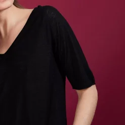 Maison Montagut T-Shirts>T-Shirt En Lin Flamme Manches Coudes - Bonbon