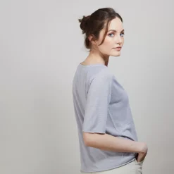 Maison Montagut T-Shirts>T-Shirt En Lin Flamme Manches Coudes - Bonbon