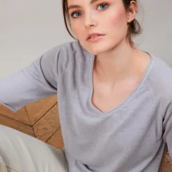 Maison Montagut T-Shirts>T-Shirt En Lin Flamme Manches Coudes - Bonbon