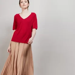 Maison Montagut T-Shirts>T-Shirt En Lin Flamme Manches Coudes - Bonbon