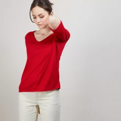 Maison Montagut T-Shirts>T-Shirt En Lin Flamme Manches Coudes - Bonbon