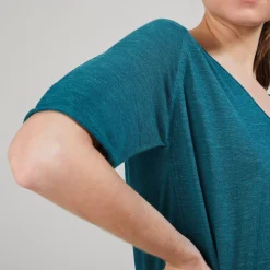 Maison Montagut T-Shirts>T-Shirt En Lin Flamme Manches Coudes - Bonbon
