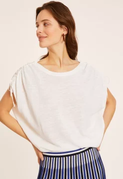 Maison Montagut T-Shirts>T-Shirt En Lin Flamme Resserrage Epaules - Marine