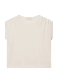 Maison Montagut T-Shirts>T-Shirt En Lin Flamme Resserrage Epaules - Marine