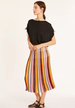 Maison Montagut T-Shirts>T-Shirt En Lin Flamme Resserrage Epaules - Marine