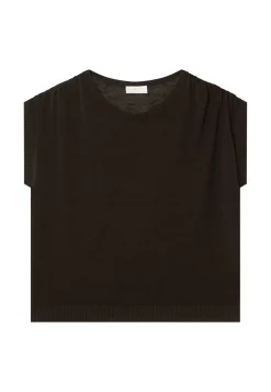 Maison Montagut T-Shirts>T-Shirt En Lin Flamme Resserrage Epaules - Marine