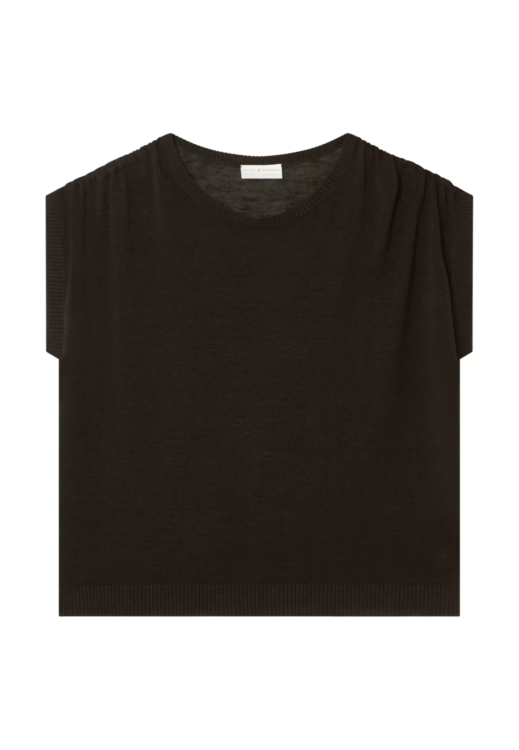 Maison Montagut T-Shirts>T-Shirt En Lin Flamme Resserrage Epaules - Marine