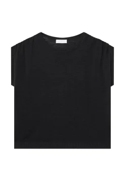 Maison Montagut T-Shirts>T-Shirt En Lin Flamme Resserrage Epaules - Marine