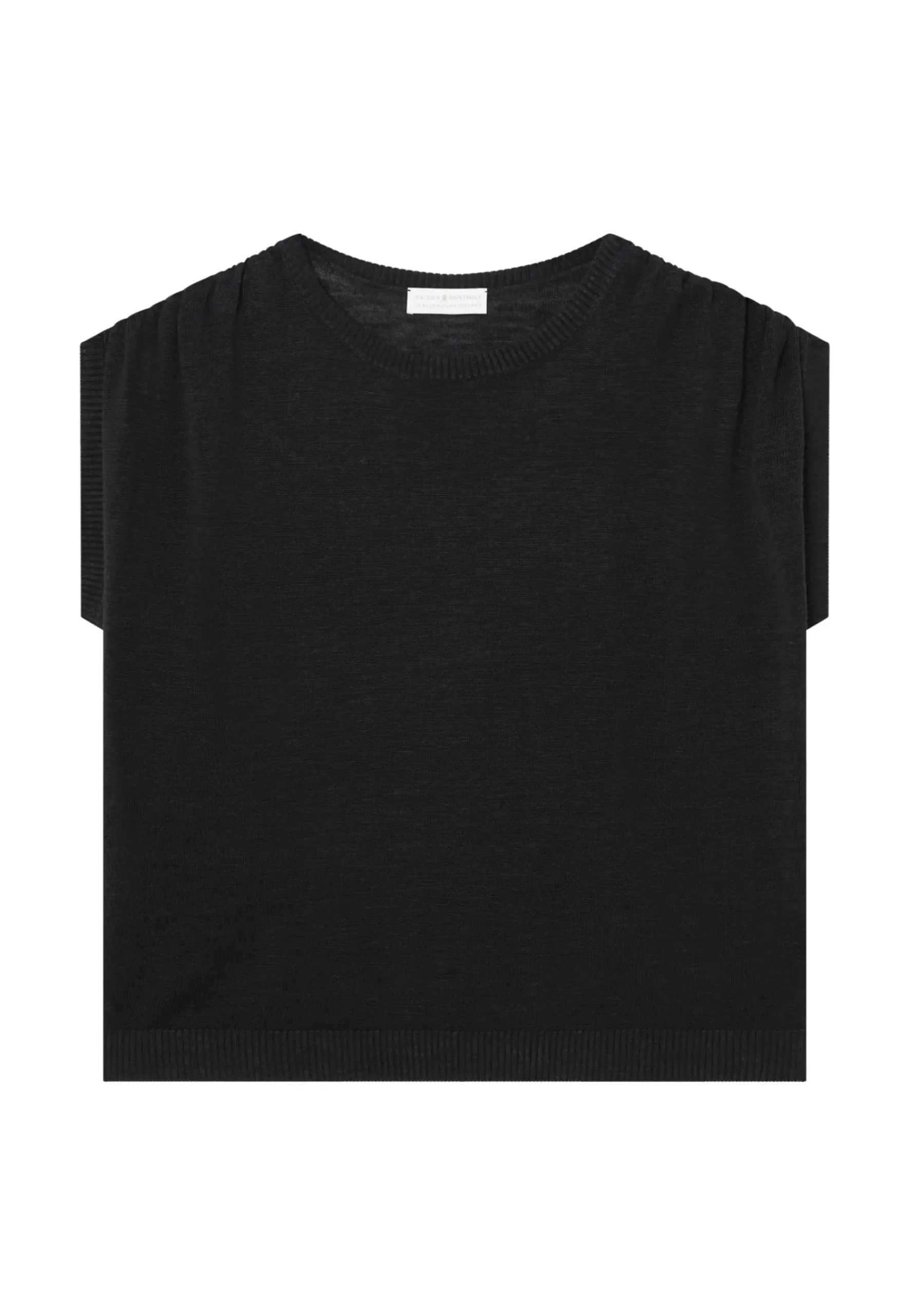 Maison Montagut T-Shirts>T-Shirt En Lin Flamme Resserrage Epaules - Marine