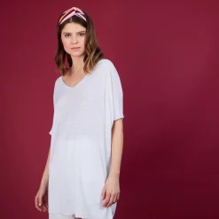 Maison Montagut T-Shirts>T-Shirt Long En Lin Flamme - Bil