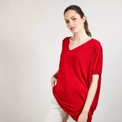 Maison Montagut T-Shirts>T-Shirt Long En Lin Flamme - Bil