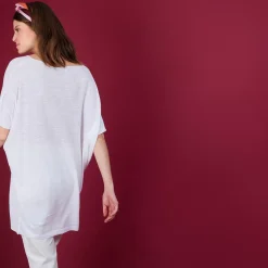 Maison Montagut T-Shirts>T-Shirt Long En Lin Flamme - Bil