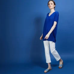 Maison Montagut T-Shirts>T-Shirt Long En Lin Flamme - Bil