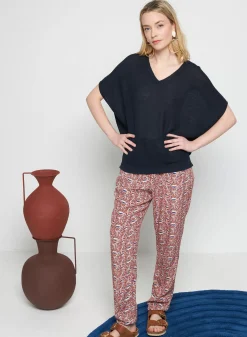 Maison Montagut T-Shirts>T-Shirt Manche Chauve-Souris En Lin Flamme - Tarra