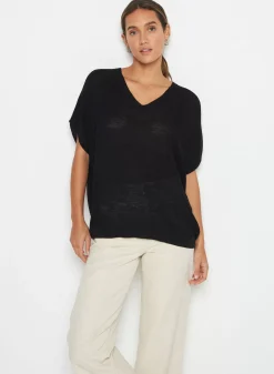 Maison Montagut T-Shirts>T-Shirt Manche Chauve-Souris En Lin Flamme - Tarra