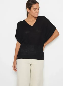Maison Montagut T-Shirts>T-Shirt Manche Chauve-Souris En Lin Flamme - Tarra
