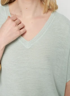 Maison Montagut T-Shirts>T-Shirt Manche Chauve-Souris En Lin Flamme - Tarra