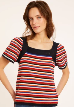 Maison Montagut T-Shirts>T-Shirt Manches Ballon En Coton Bio - Mezzo Multicolore