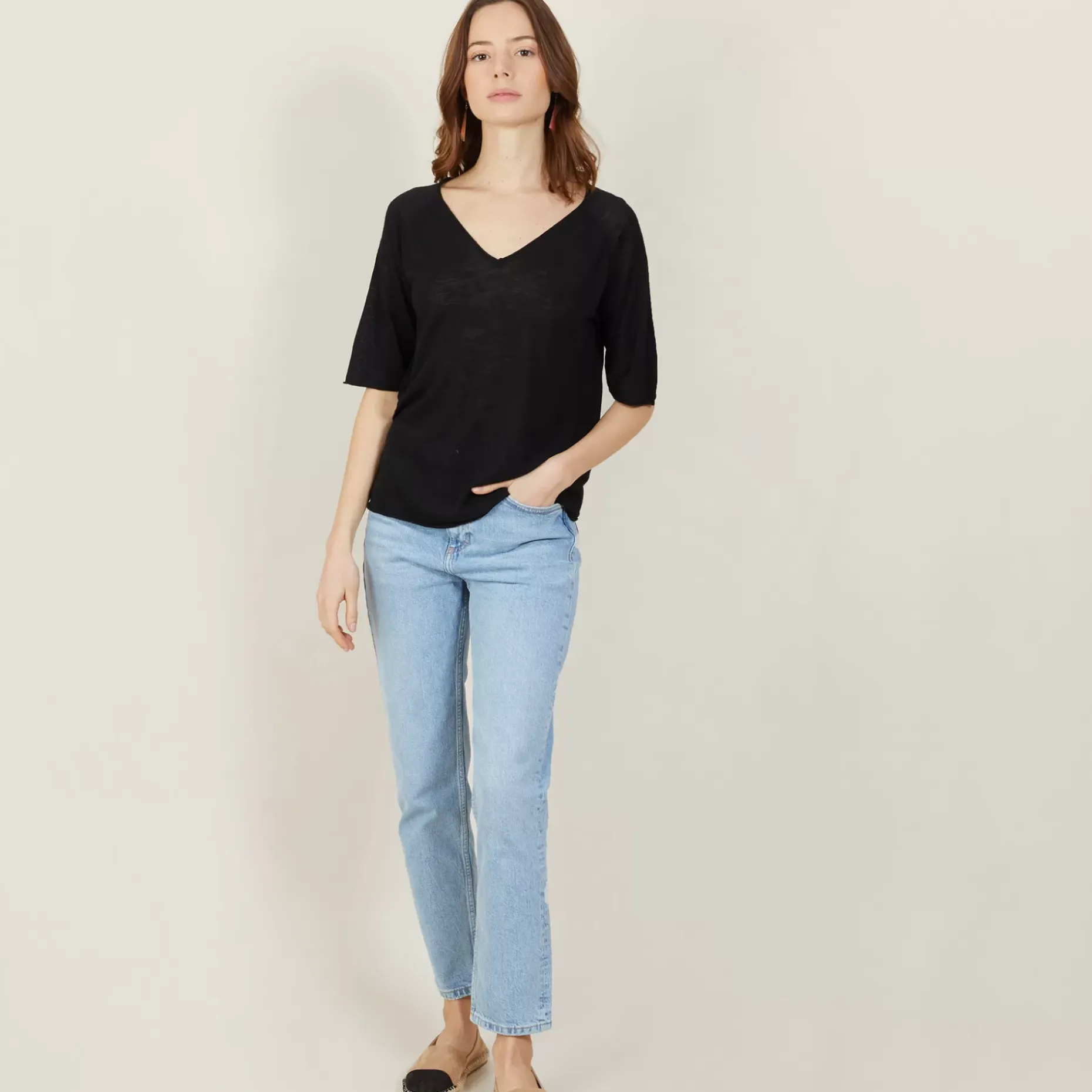 Maison Montagut T-Shirts>T-Shirt Manches Coudes En Lin Flamme - Bonbon