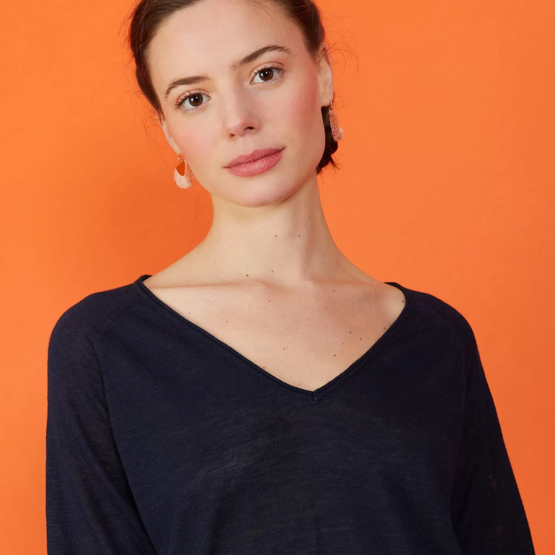 Maison Montagut T-Shirts>T-Shirt Manches Coudes En Lin Flamme - Bonbon