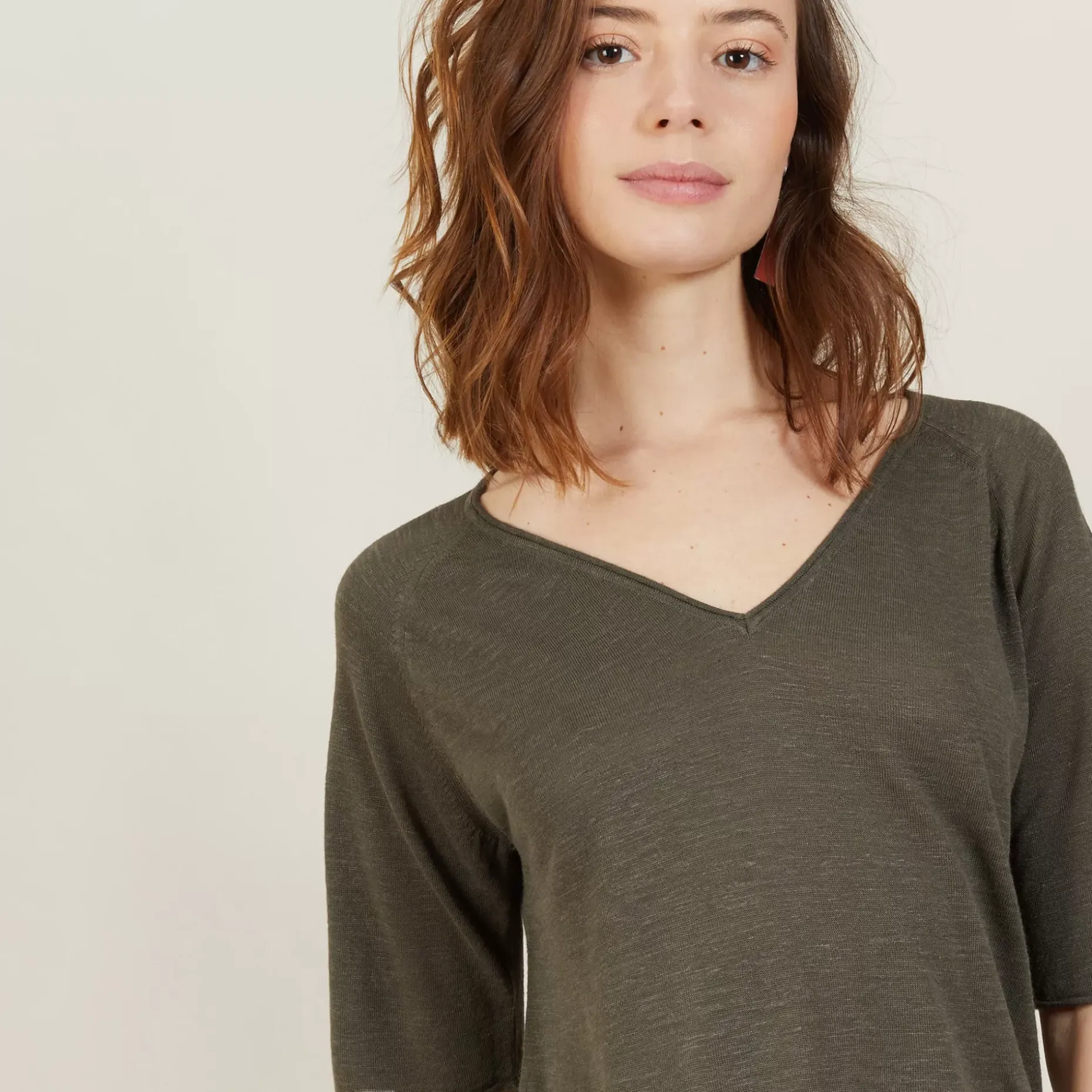 Maison Montagut T-Shirts>T-Shirt Manches Coudes En Lin Flamme - Bonbon