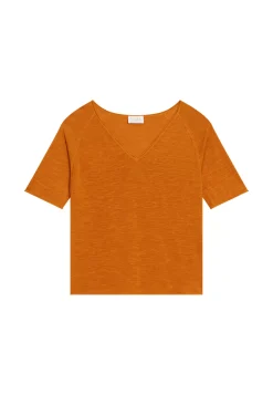 Maison Montagut T-Shirts>T-Shirt Manches Coudes En Lin Flamme - Bonbon