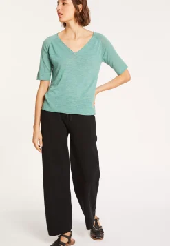 Maison Montagut T-Shirts>T-Shirt Manches Coudes En Lin Flamme - Bonbon