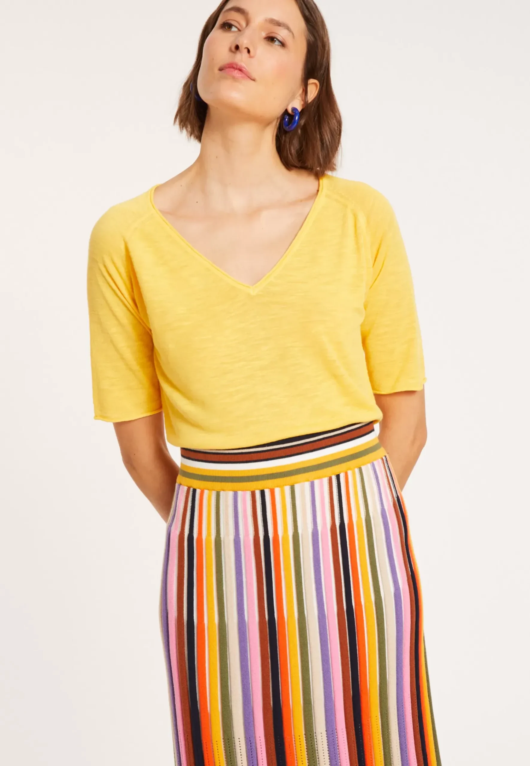 Maison Montagut T-Shirts>T-Shirt Manches Coudes En Lin Flamme - Bonbon