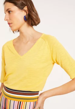 Maison Montagut T-Shirts>T-Shirt Manches Coudes En Lin Flamme - Bonbon