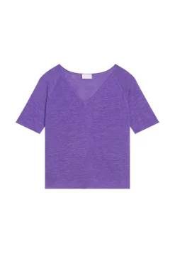 Maison Montagut T-Shirts>T-Shirt Manches Coudes En Lin Flamme - Bonbon