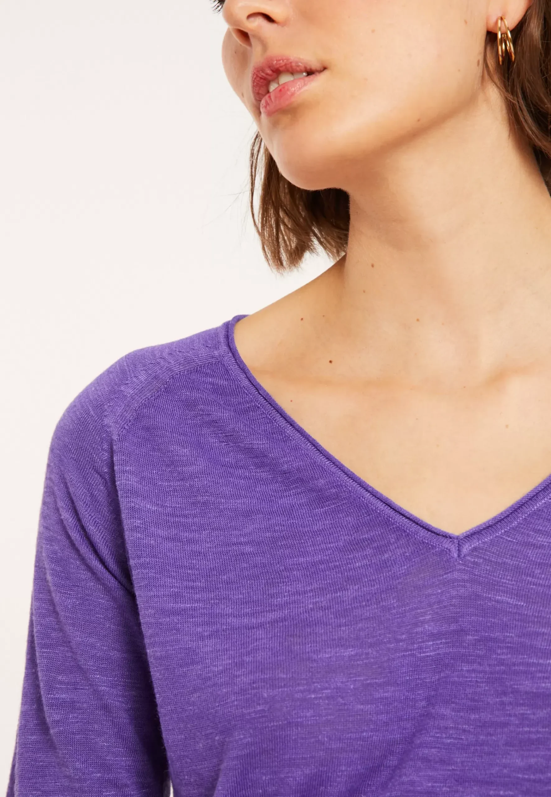 Maison Montagut T-Shirts>T-Shirt Manches Coudes En Lin Flamme - Bonbon