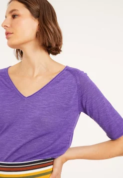 Maison Montagut T-Shirts>T-Shirt Manches Coudes En Lin Flamme - Bonbon