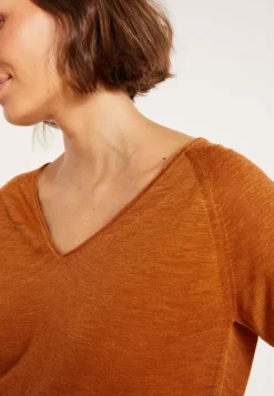 Maison Montagut T-Shirts>T-Shirt Manches Coudes En Lin Flamme - Bonbon