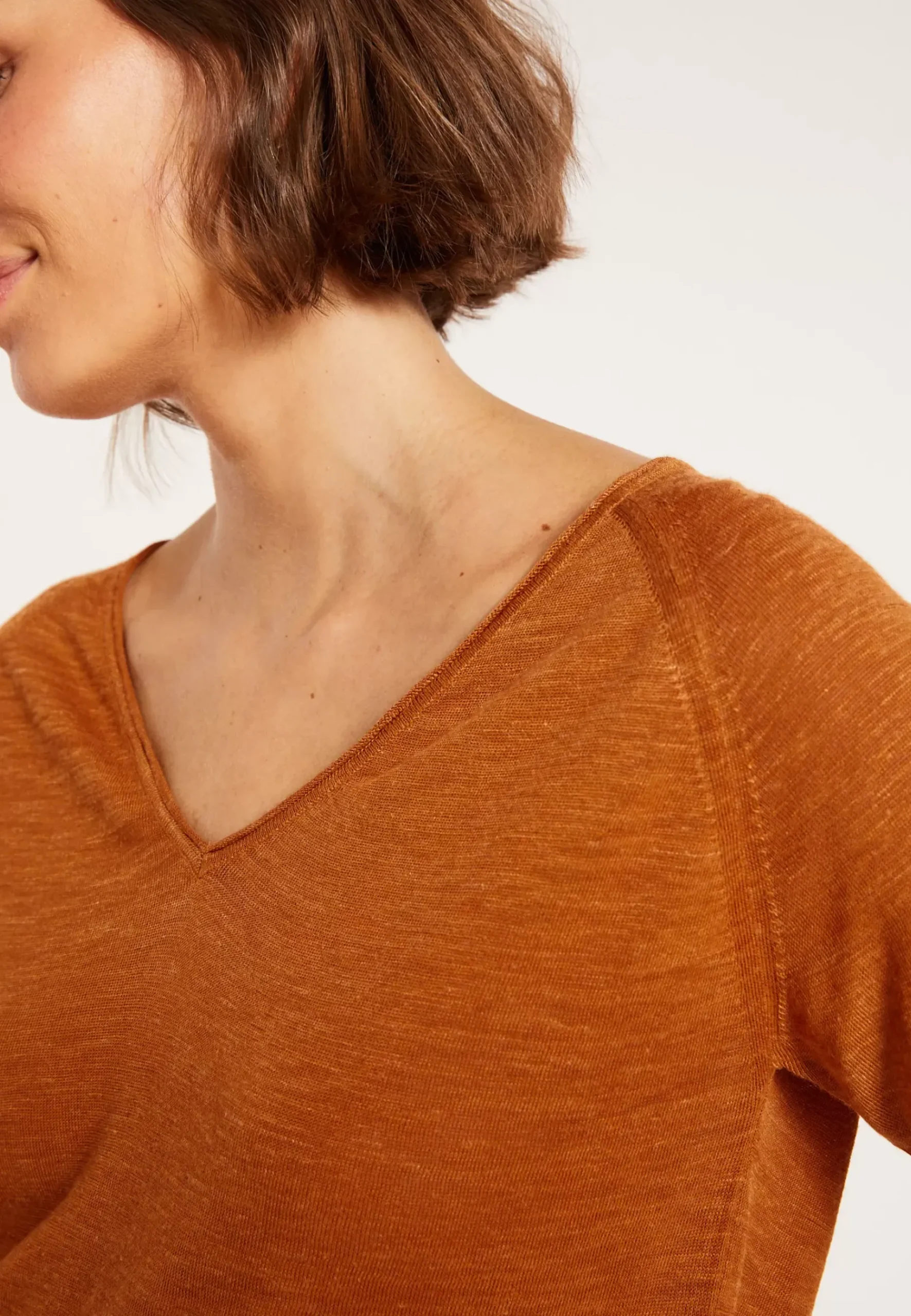 Maison Montagut T-Shirts>T-Shirt Manches Coudes En Lin Flamme - Bonbon