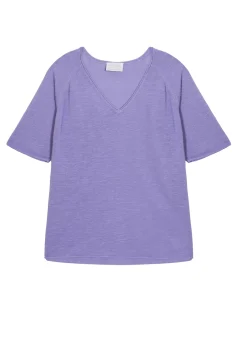 Maison Montagut T-Shirts>T-Shirt Manches Coudes En Lin Flamme - Bonbon