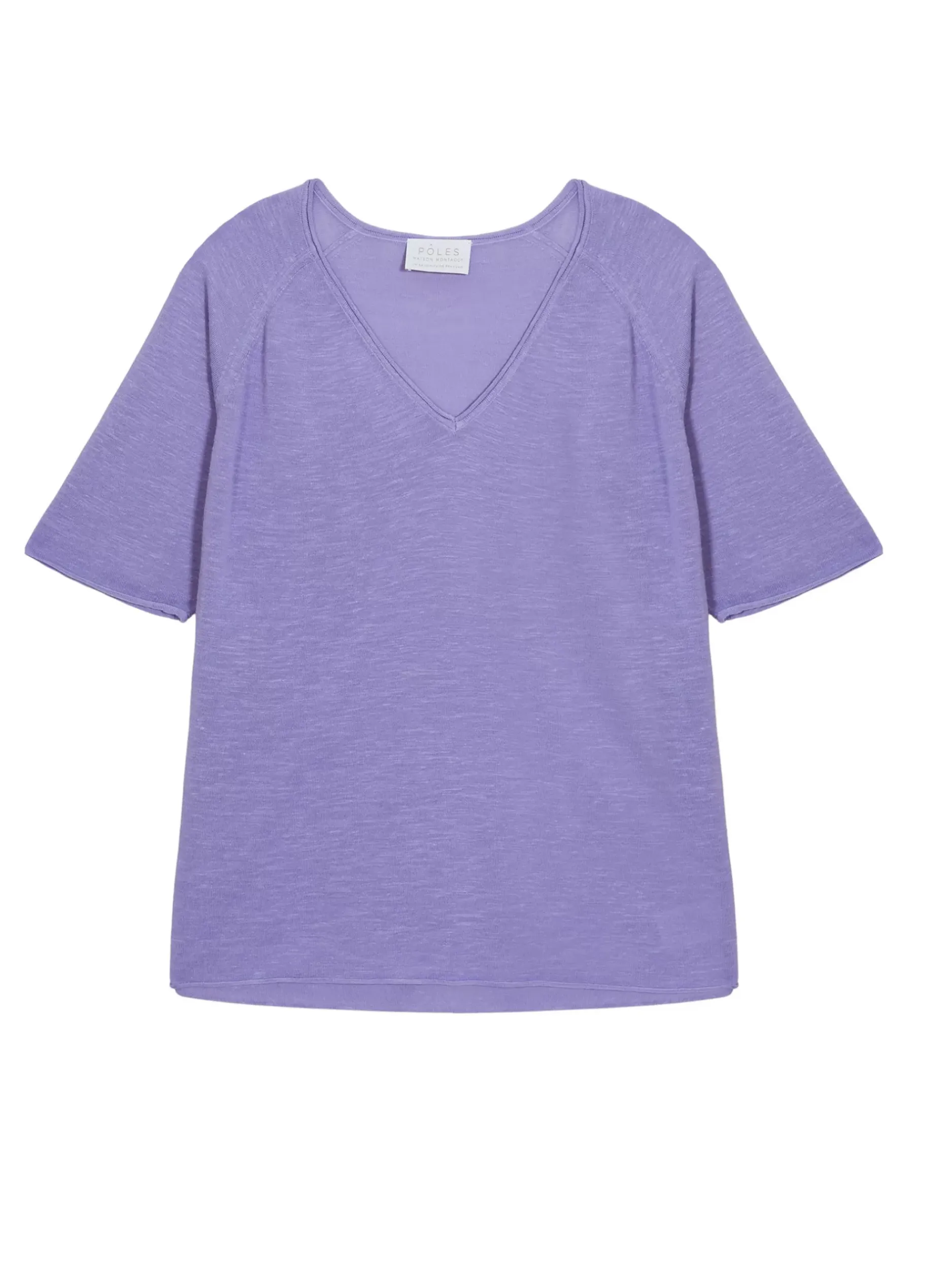 Maison Montagut T-Shirts>T-Shirt Manches Coudes En Lin Flamme - Bonbon
