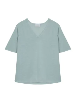 Maison Montagut T-Shirts>T-Shirt Manches Coudes En Lin Flamme - Bonbon