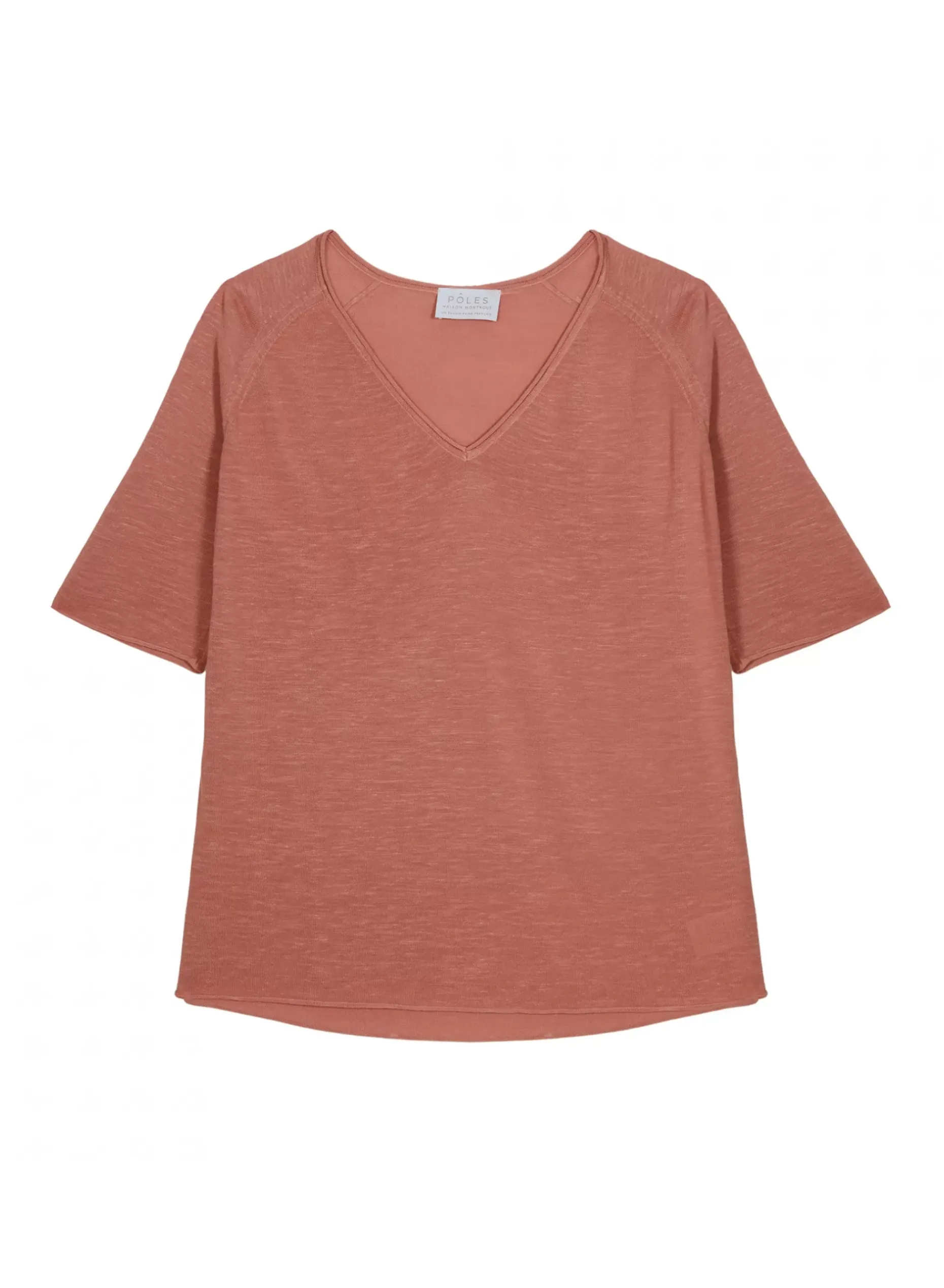 Maison Montagut T-Shirts>T-Shirt Manches Coudes En Lin Flamme - Bonbon