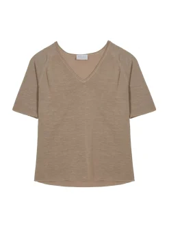 Maison Montagut T-Shirts>T-Shirt Manches Coudes En Lin Flamme - Bonbon